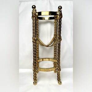 Vintage Hollywood Regency Brass Plated Rope Style Wine Bottle Holder 10.5”